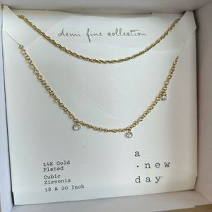 **SOLD** 14K Gold Plated CZ Layered Necklaces
